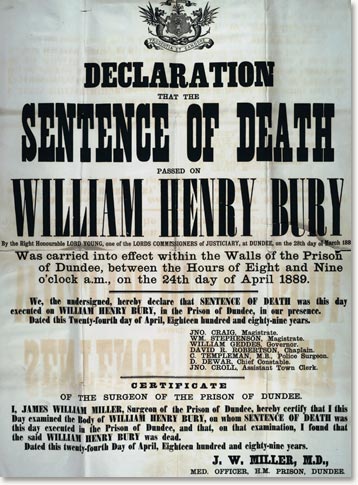 Öffentliche Bekanntgabe der erfolgten Hinrichtung von William Henry Bury